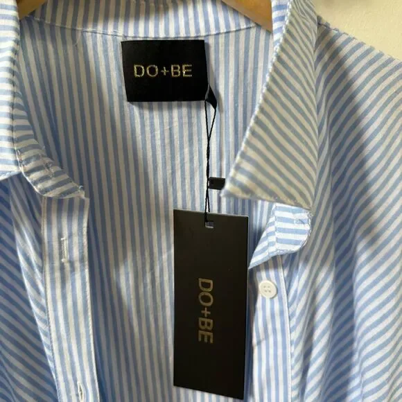 DO+BE Sailor Tie Front  White and Blue Stripped Midi Dress M NWT - Picture 6 of 13